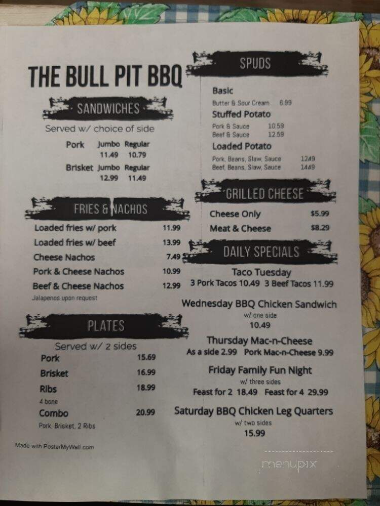 The Bull Pit BBQ - Hot Springs, AR menu_pic