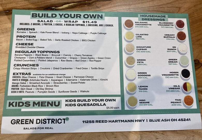 Green District - Blue Ash, OH menu_pic