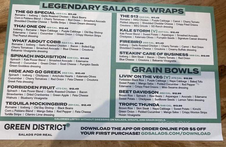 Green District - Blue Ash, OH menu_pic