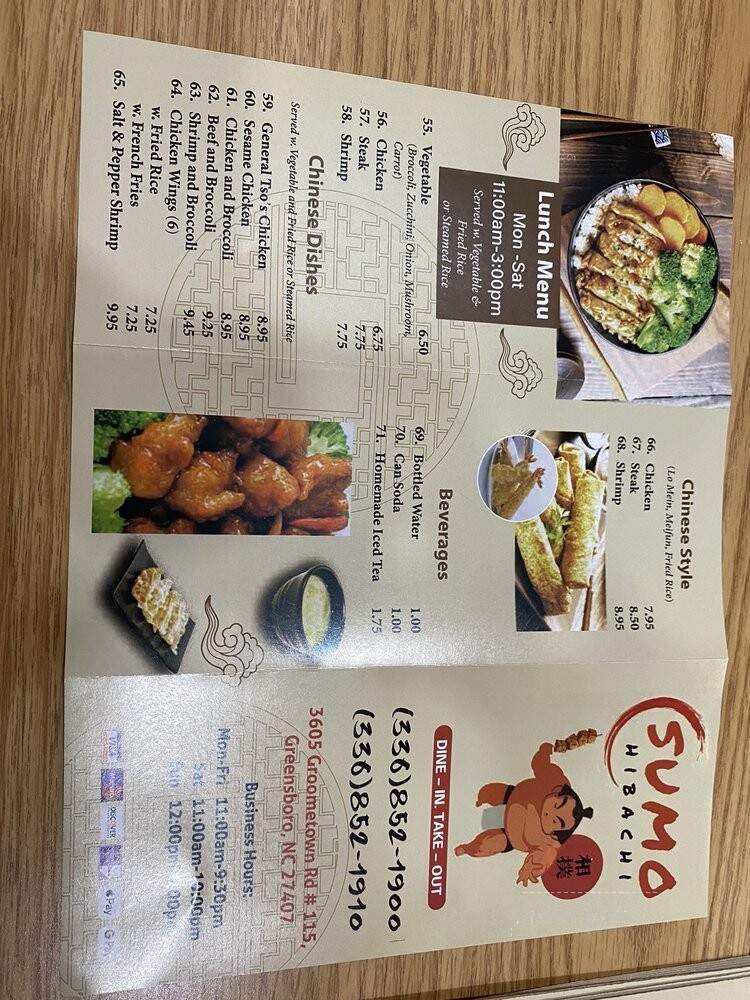 Sumo Hibachi - Greensboro, NC menu_pic