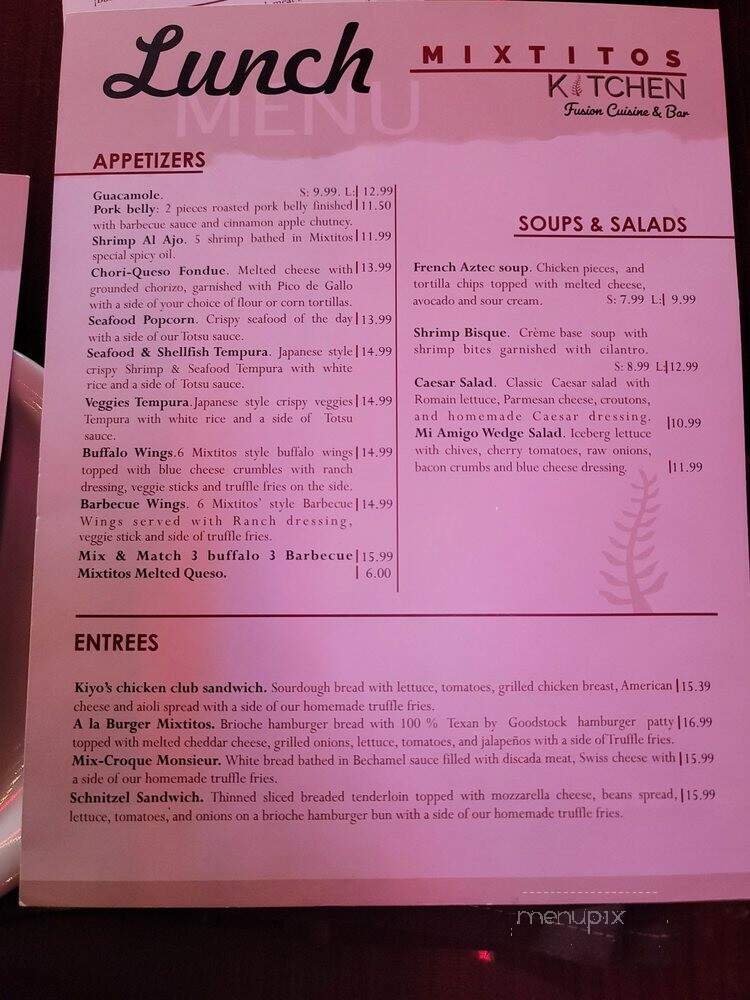 Mixtitos Kitchen - Dallas, TX menu_pic
