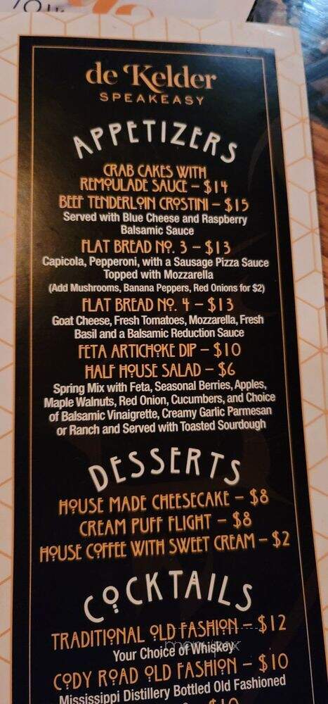 De Kelder Speakeasy - Pella, IA menu_pic