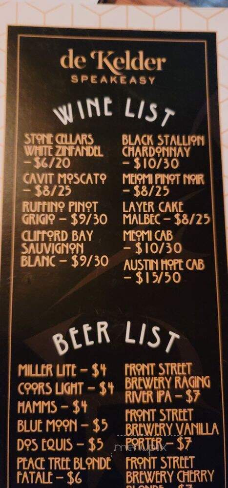 De Kelder Speakeasy - Pella, IA menu_pic