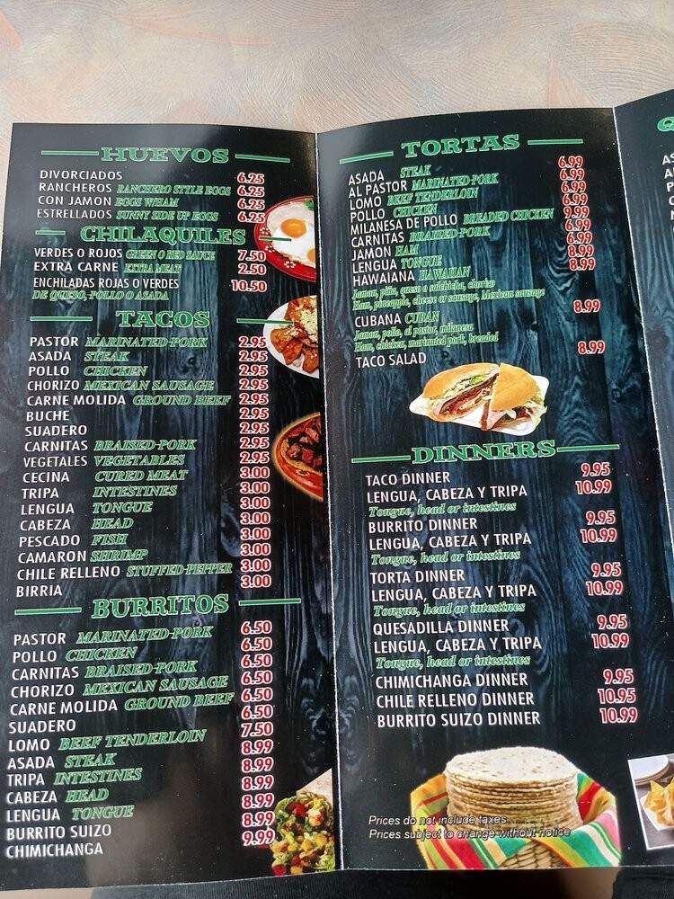 El Sauz Taqueria - Chicago, IL menu_pic