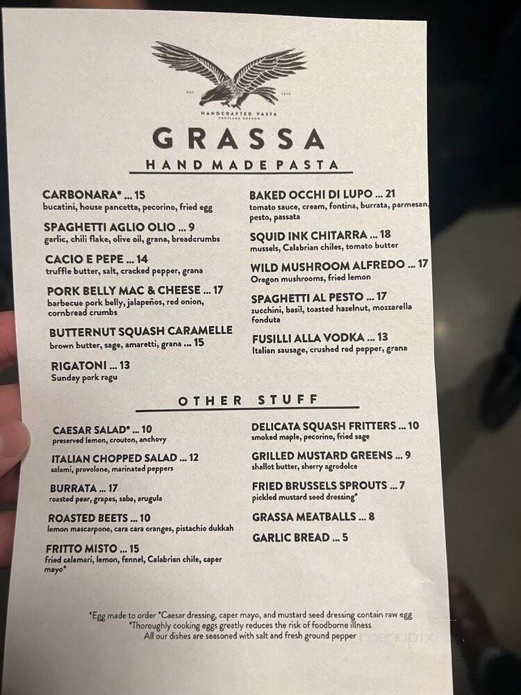 Grassa - Vancouver, WA menu_pic