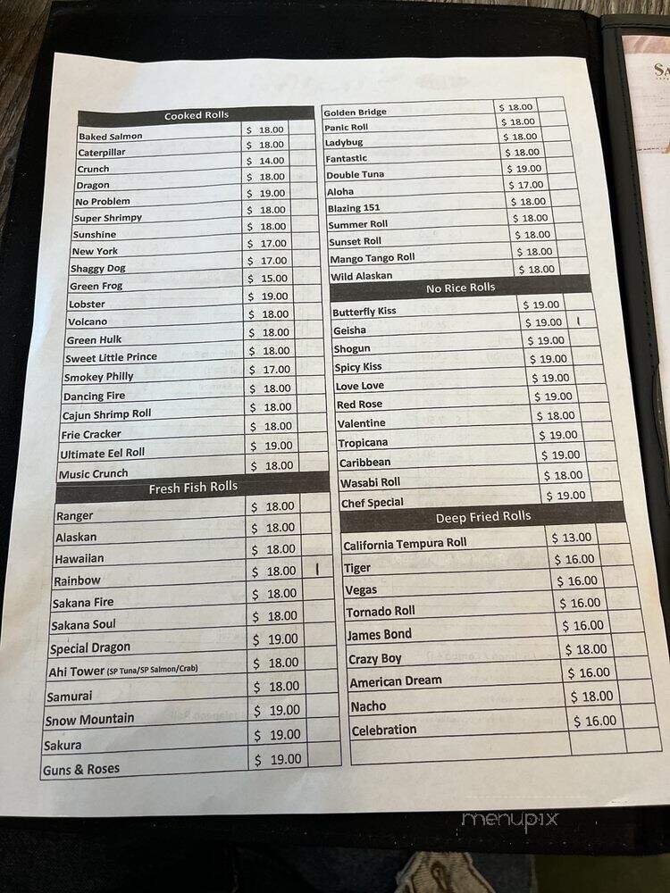 Sushi Sakana Uptown - Dallas, TX menu_pic