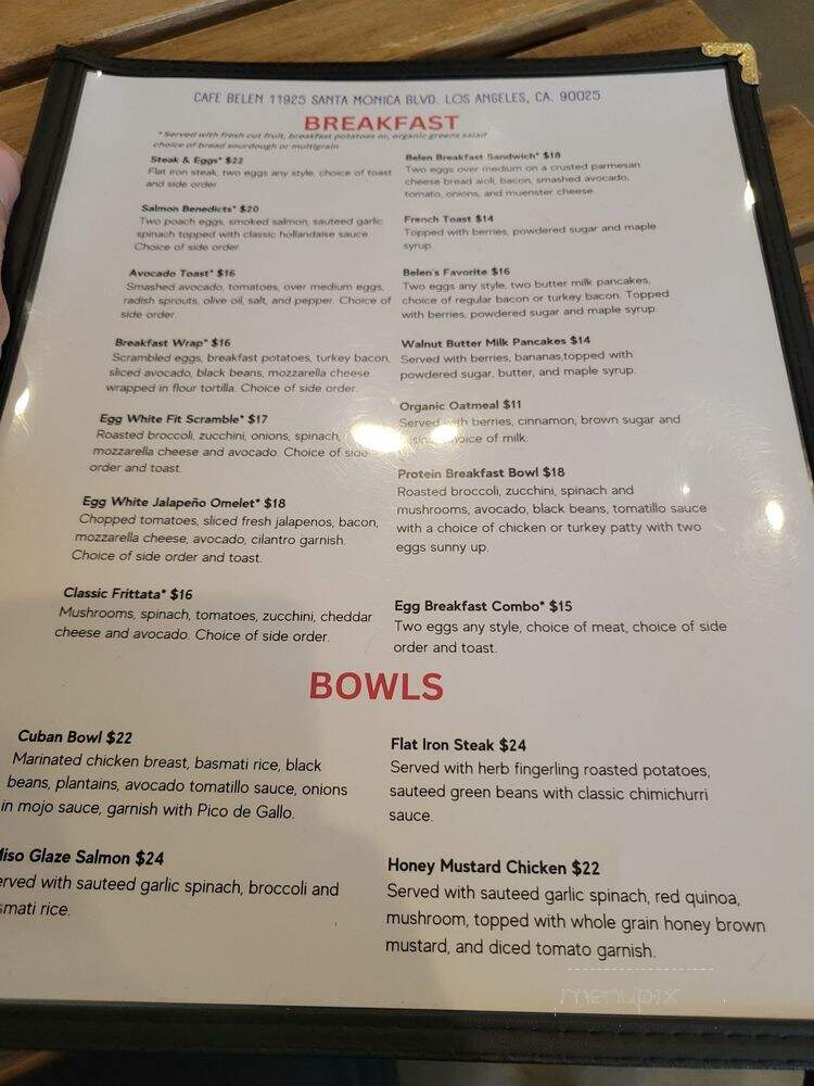Cafe Belen - Los Angeles, CA menu_pic