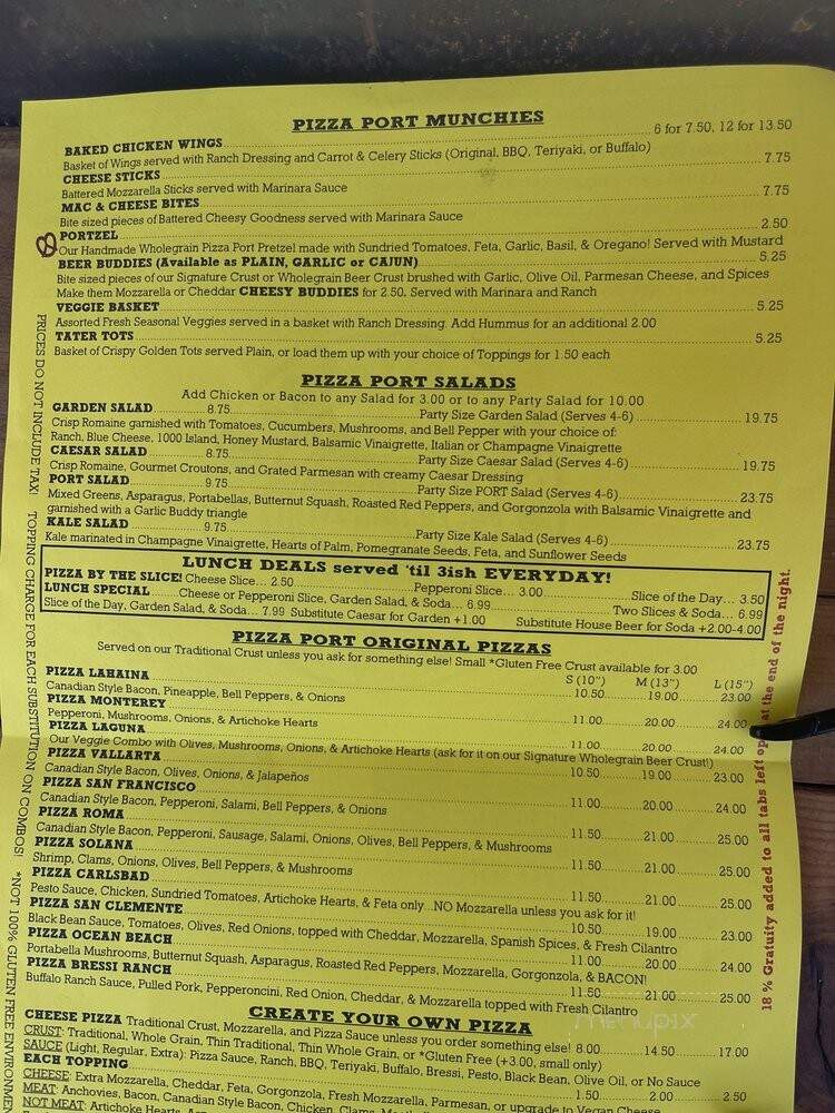 Pizza Port Brewing Company - Imperial Beach, CA menu_pic