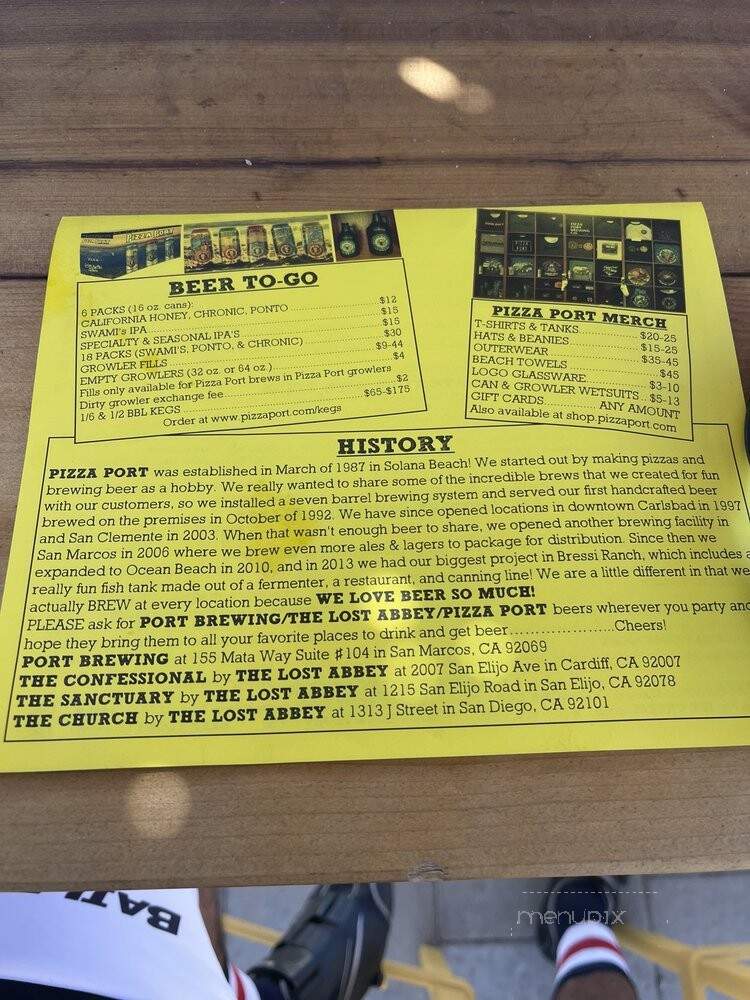 Pizza Port Brewing Company - Imperial Beach, CA menu_pic