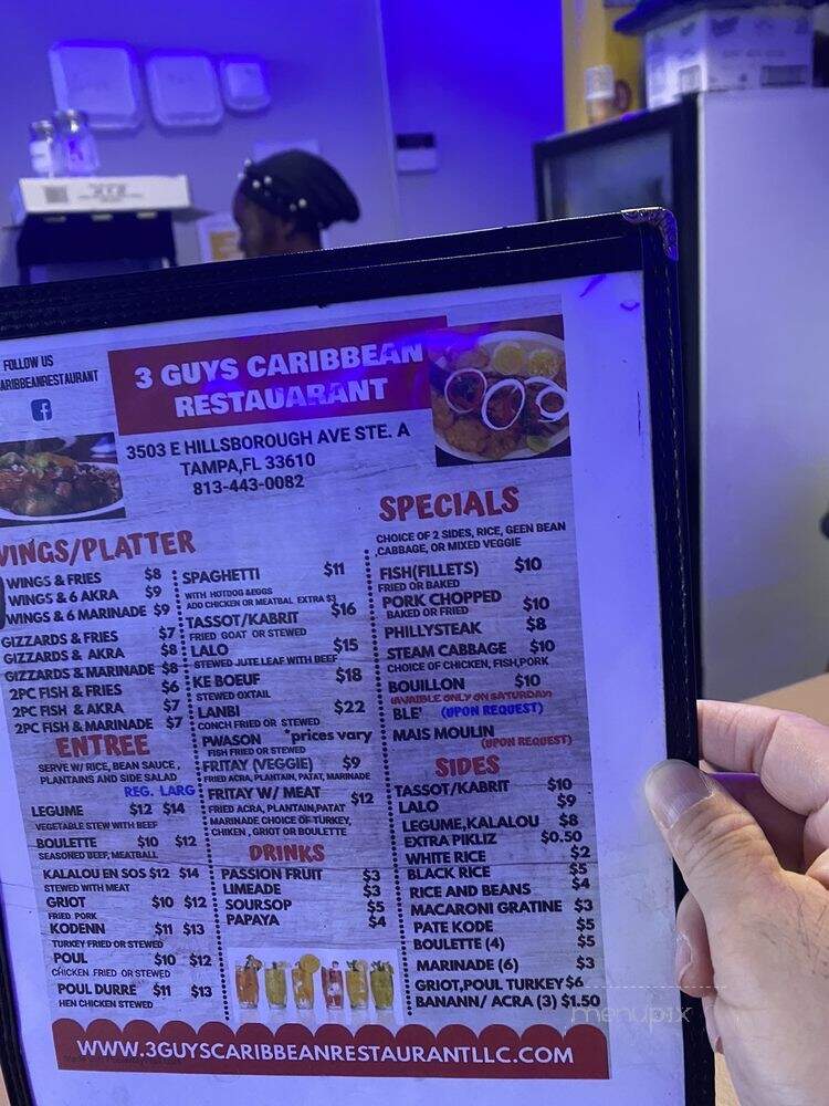 3 Guys Caribbean Restaurant - Tampa, FL menu_pic