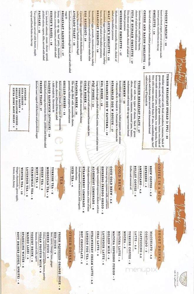Alchemist Restaurant - Los Angeles, CA menu_pic