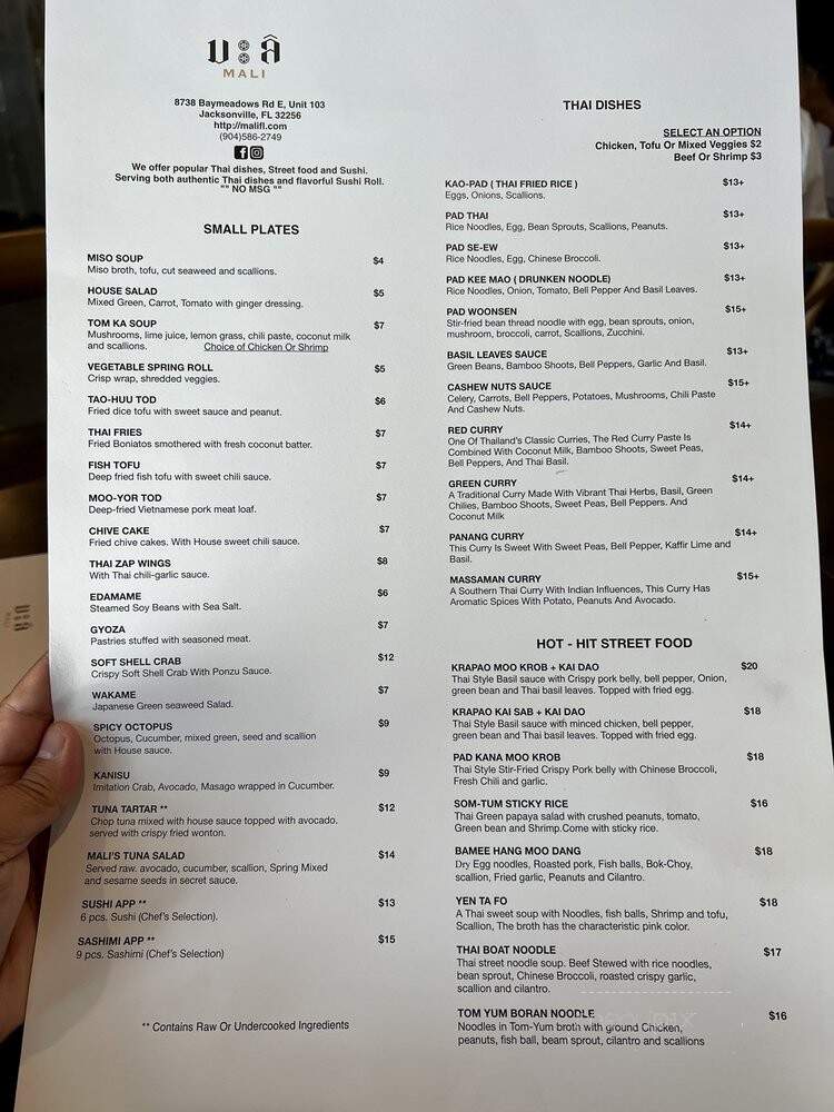 Mali Thai Sushi - Jacksonville, FL