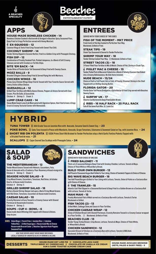 Beaches Daytona - Daytona Beach, FL menu_pic