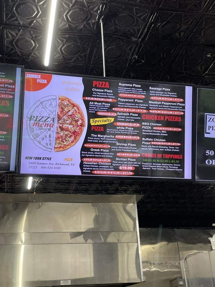 Zombie Pizza - Richmond, VA menu_pic