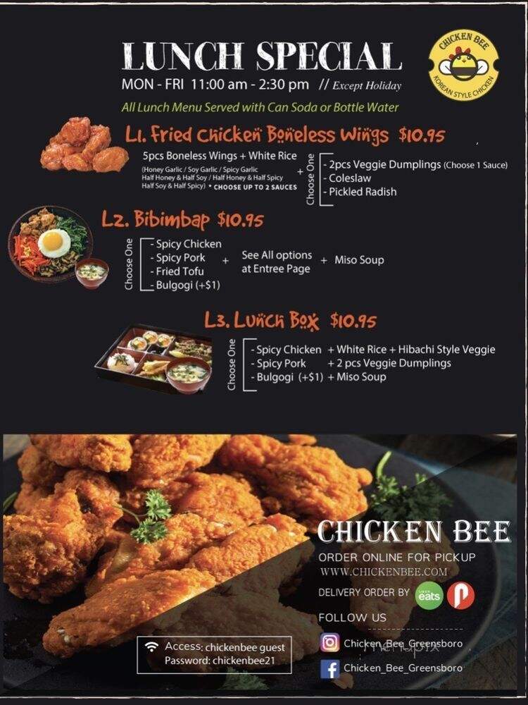 Chicken Bee - Greensboro, NC menu_pic