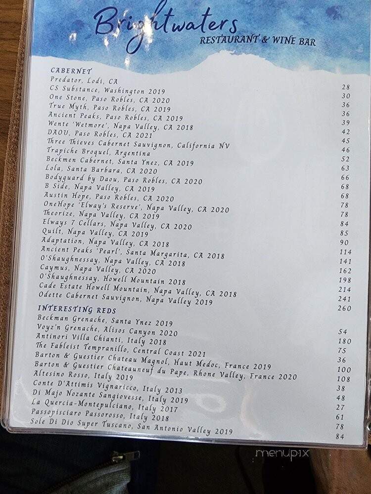 Brightwaters Wine Bar and Restaurant - Huntington Beach, CA menu_pic