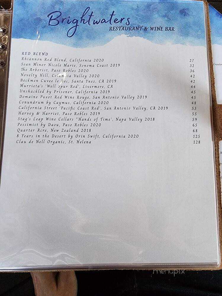 Brightwaters Wine Bar and Restaurant - Huntington Beach, CA menu_pic