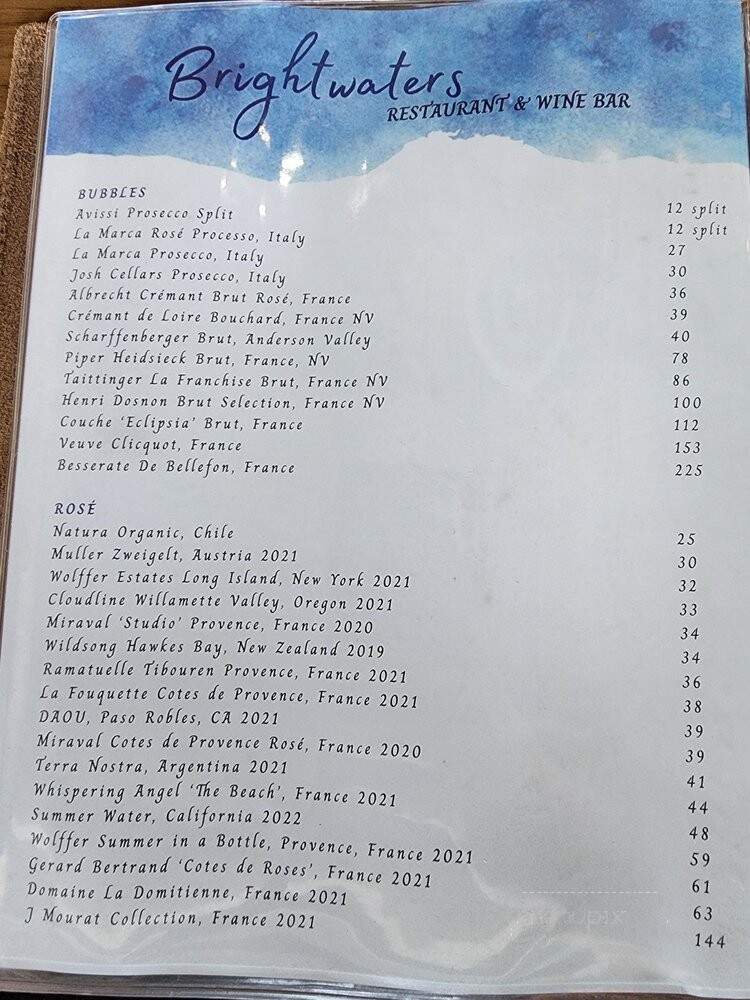 Brightwaters Wine Bar and Restaurant - Huntington Beach, CA menu_pic