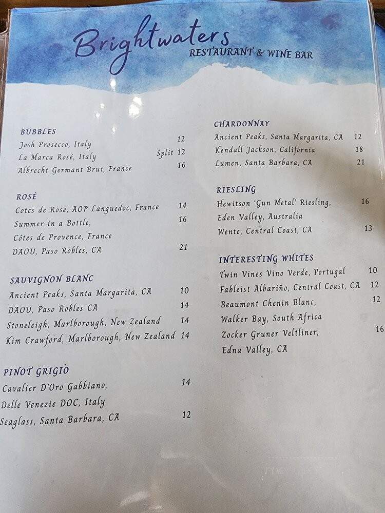 Brightwaters Wine Bar and Restaurant - Huntington Beach, CA menu_pic