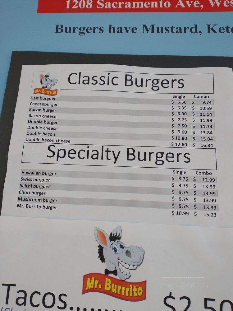 Mr. Burrito Grill - West Sacramento, CA menu_pic