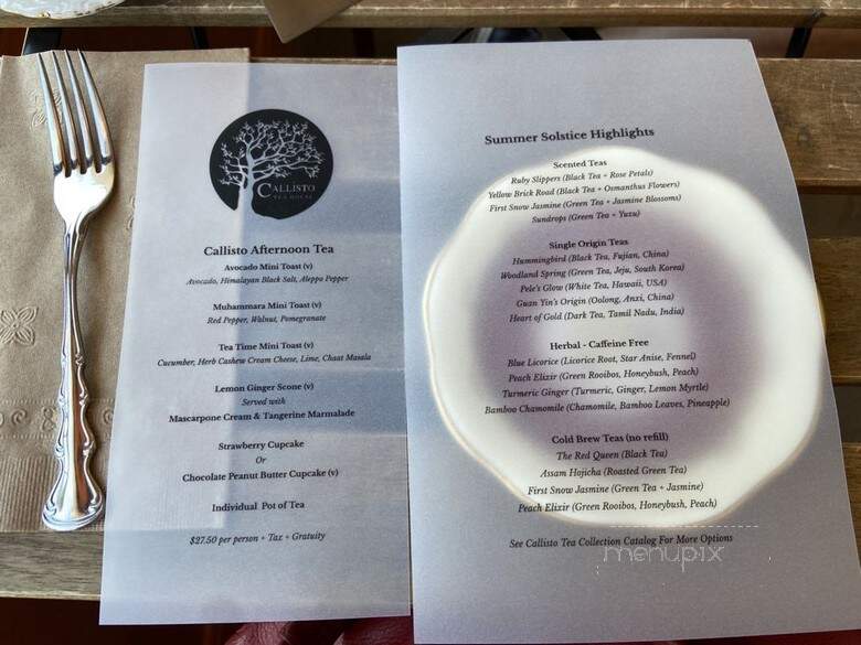 Callisto Tea House - Pasadena, CA menu_pic