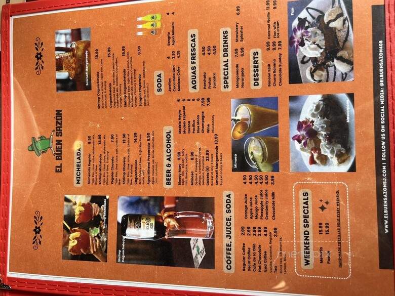 El Buen Sazon - San Jose, CA menu_pic