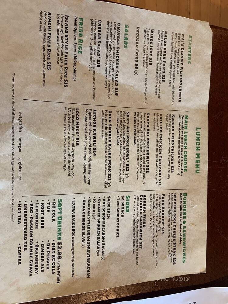 Pono Brew Labs - Portland, OR menu_pic
