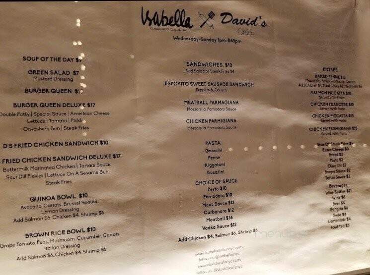 Isabella - New York, NY menu_pic