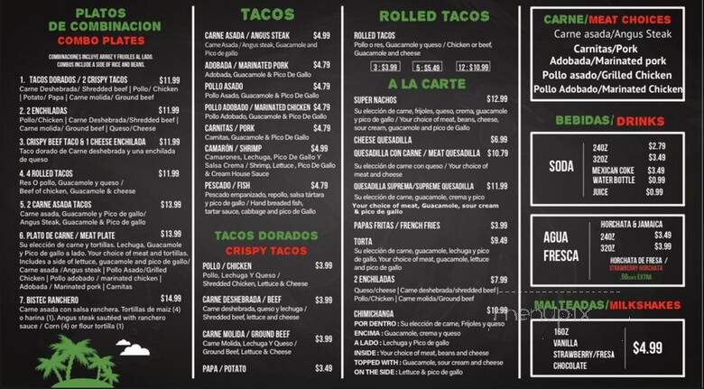 Cali Fresh Mexican Grill - San Diego, CA menu_pic