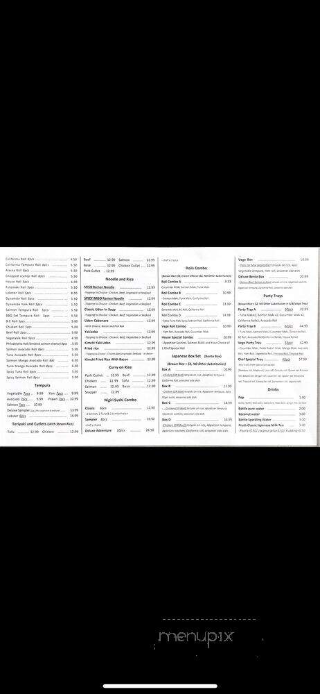 FusionCore Japanese Eatery - Burnaby, BC menu_pic