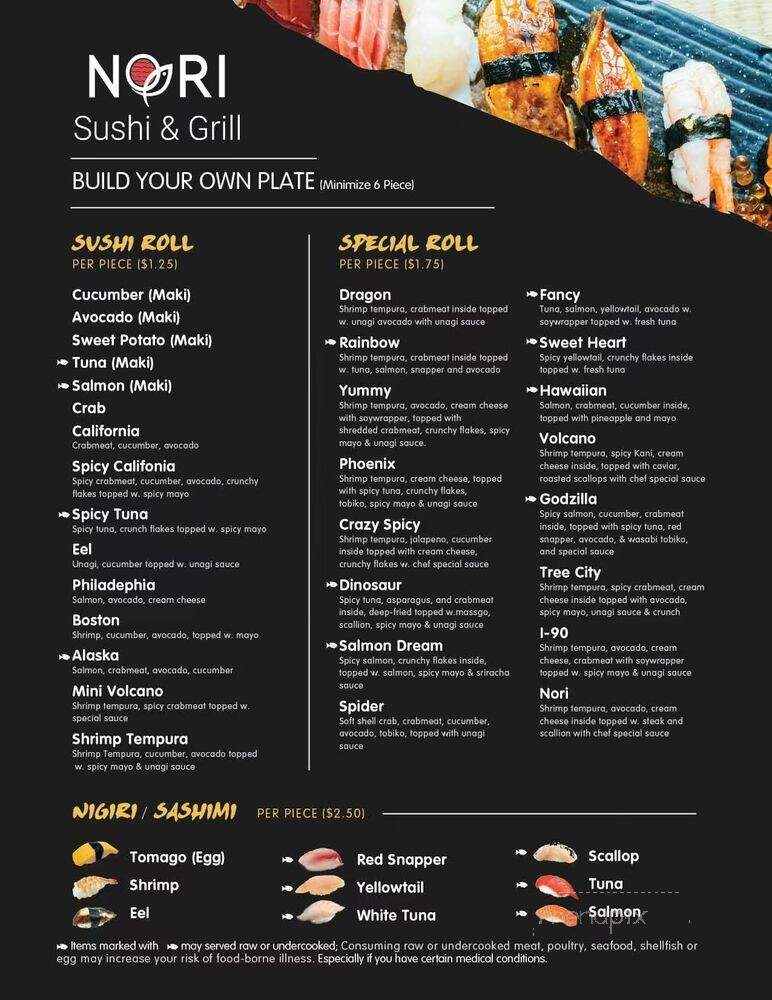 Nori Sushi & Grill - Fitchburg, WI menu_pic