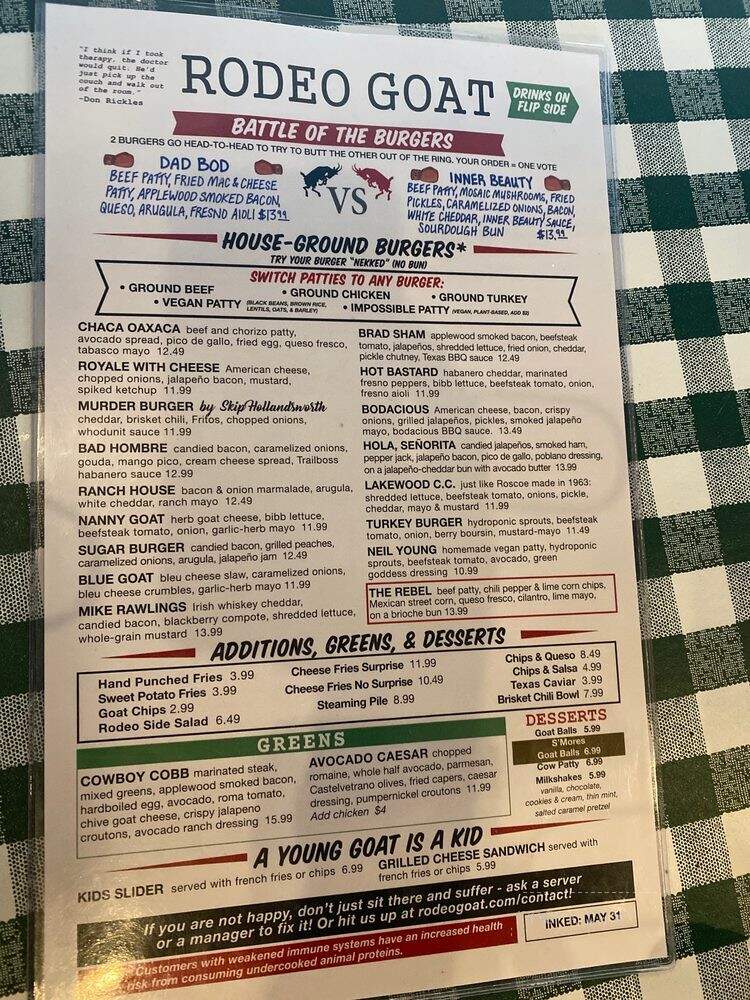 Rodeo Goat - Dallas, TX menu_pic