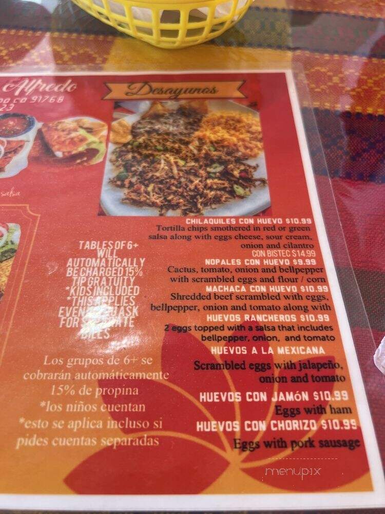 La Cocina De Alfredo - Pomona, CA menu_pic