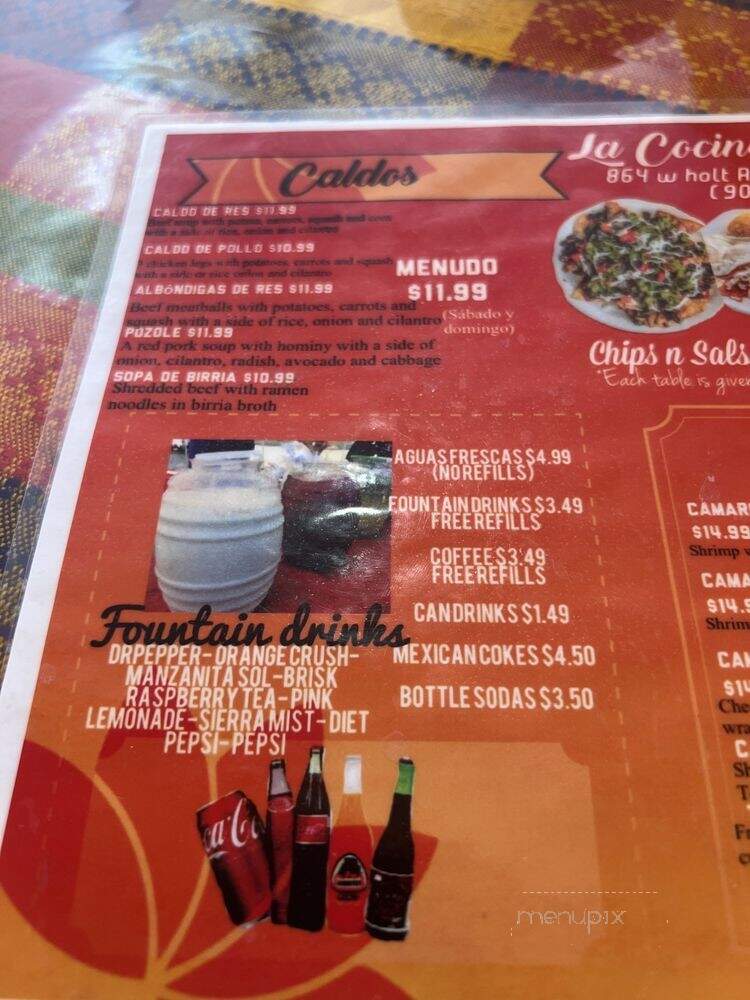 La Cocina De Alfredo - Pomona, CA menu_pic