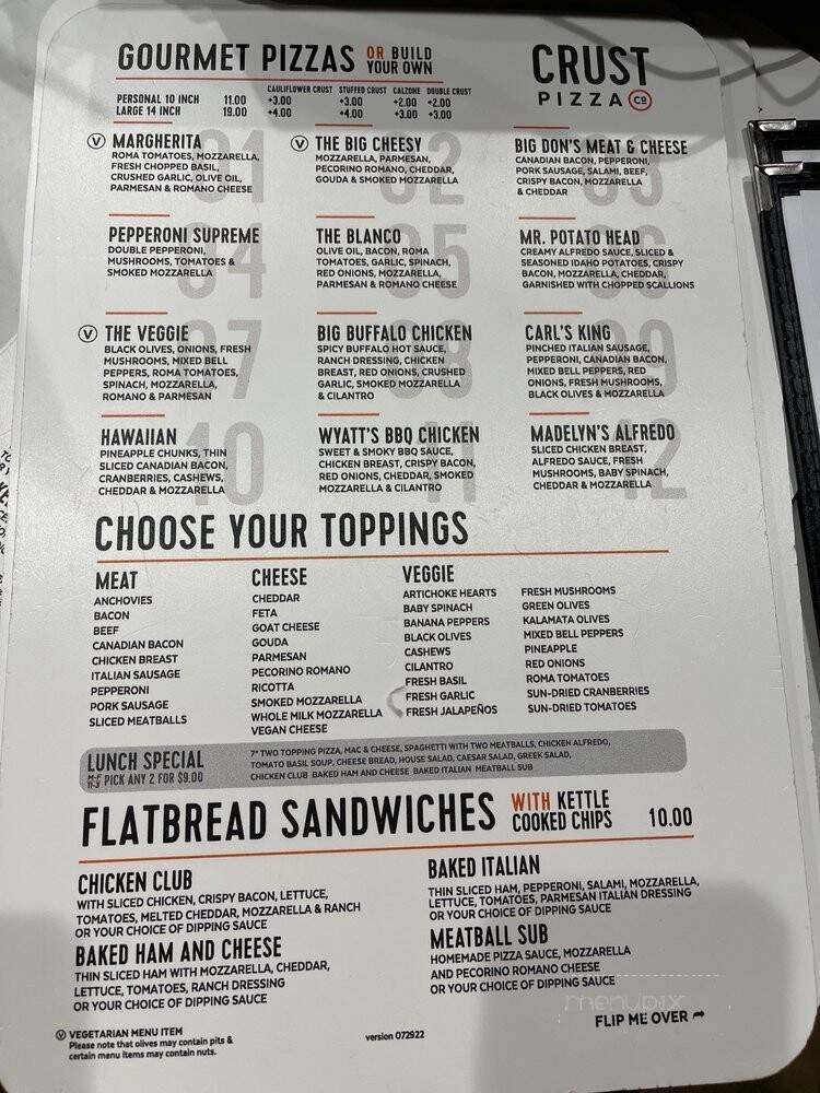 Crust Pizza - Houston, TX menu_pic