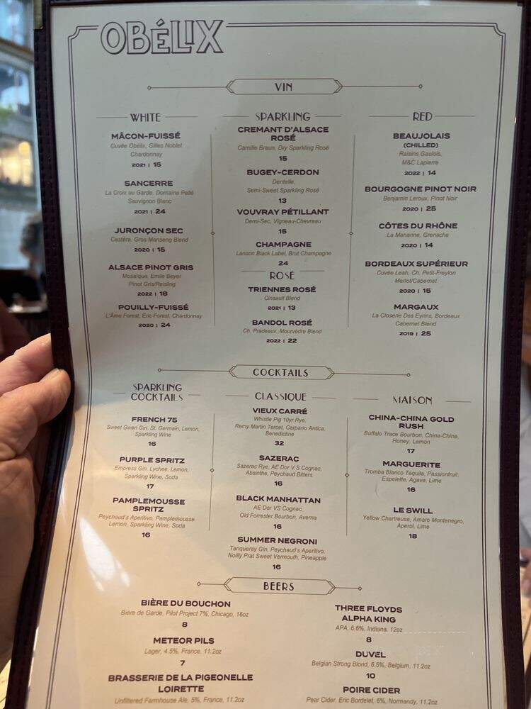 Obelix - Chicago, IL menu_pic
