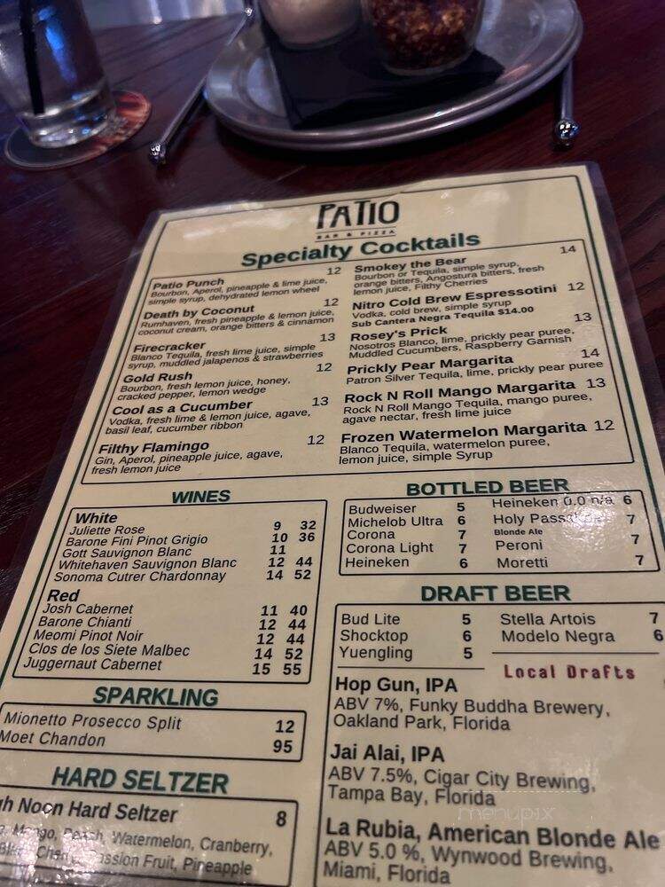 Patio Bar & Pizza - Fort Lauderdale, FL menu_pic