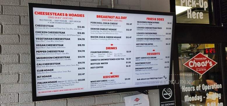 Cheat's Cheesesteak Parlor - Charlotte, NC menu_pic