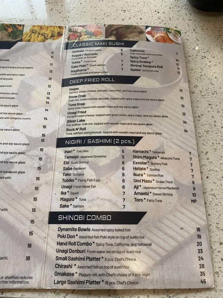 Shinobi - Salt Lake City, UT menu_pic