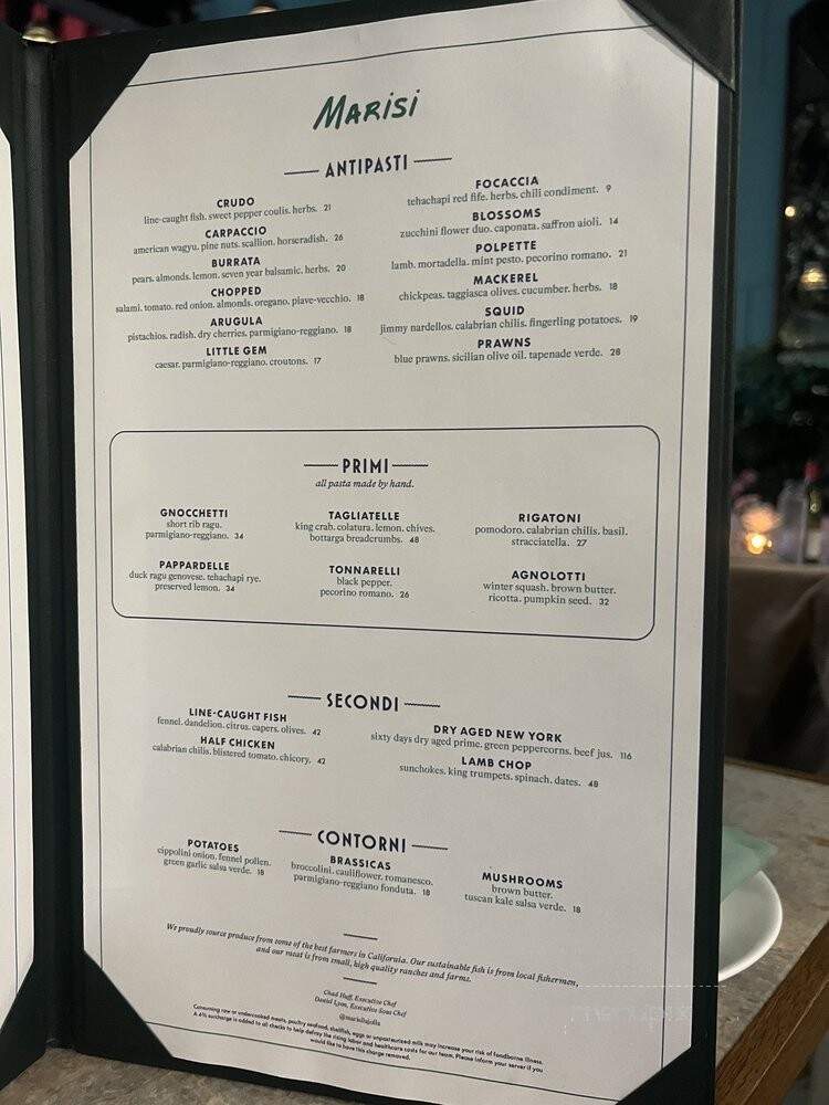 Marisi - La Jolla, CA menu_pic