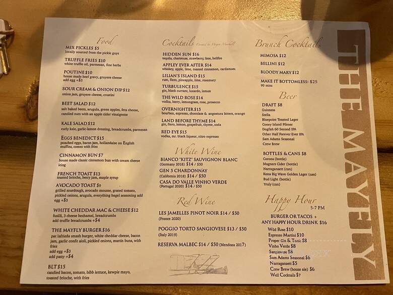 The Mayfly - New York, NY menu_pic