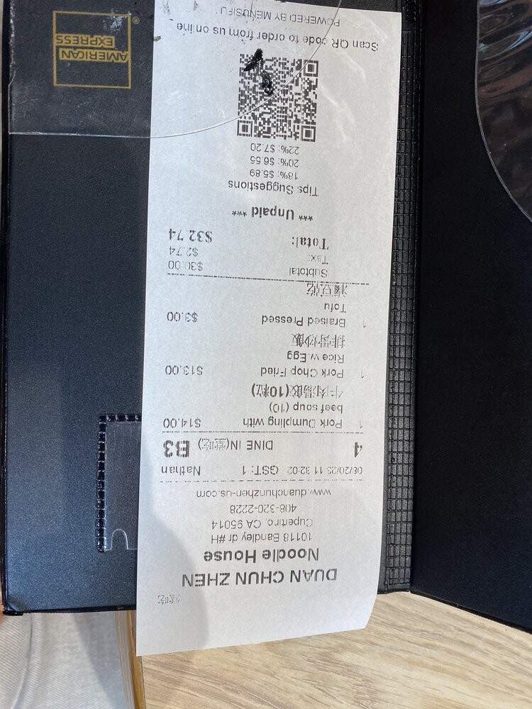 Duan Chun Zhen Noodle House - Cupertino, CA menu_pic