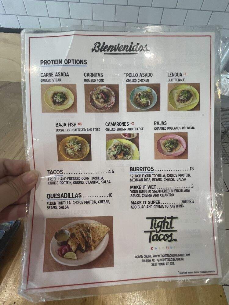 Tight Tacos Kaimuki - Honolulu, HI menu_pic