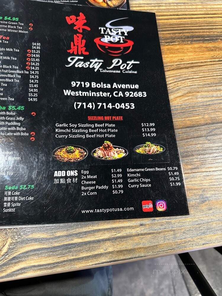 Tasty Pot - Westminster, CA menu_pic