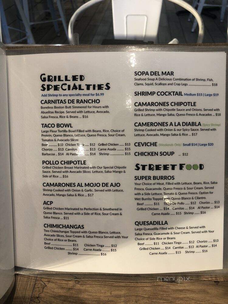 Las Margaritas Bar y Grill - Wilmington, NC menu_pic