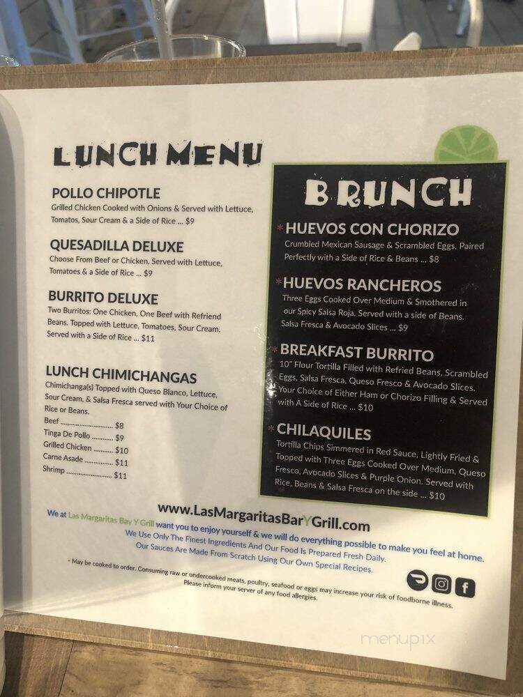 Las Margaritas Bar y Grill - Wilmington, NC menu_pic