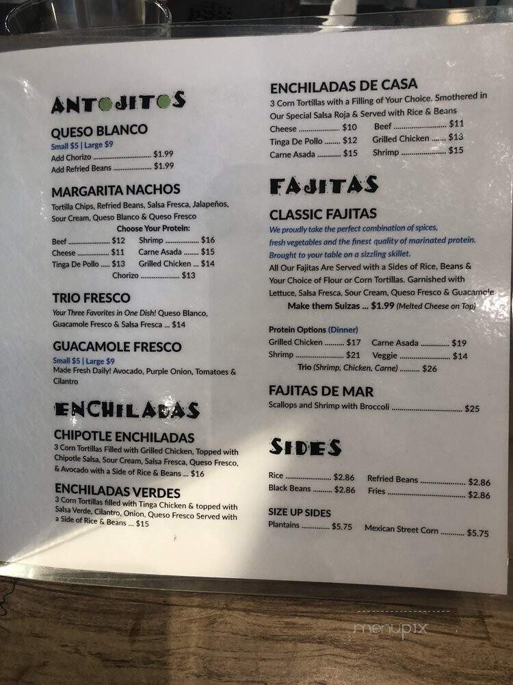 Las Margaritas Bar y Grill - Wilmington, NC menu_pic