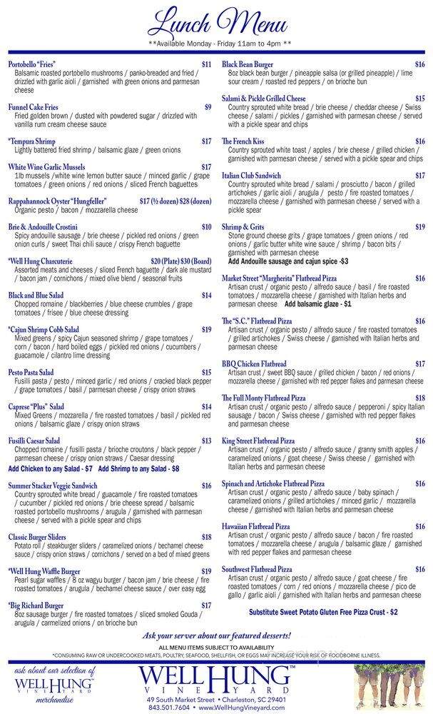 Well Hung Vineyard - Charleston, SC menu_pic