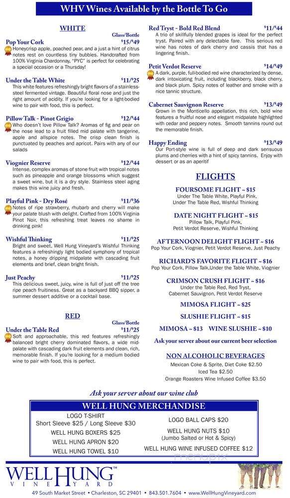 Well Hung Vineyard - Charleston, SC menu_pic