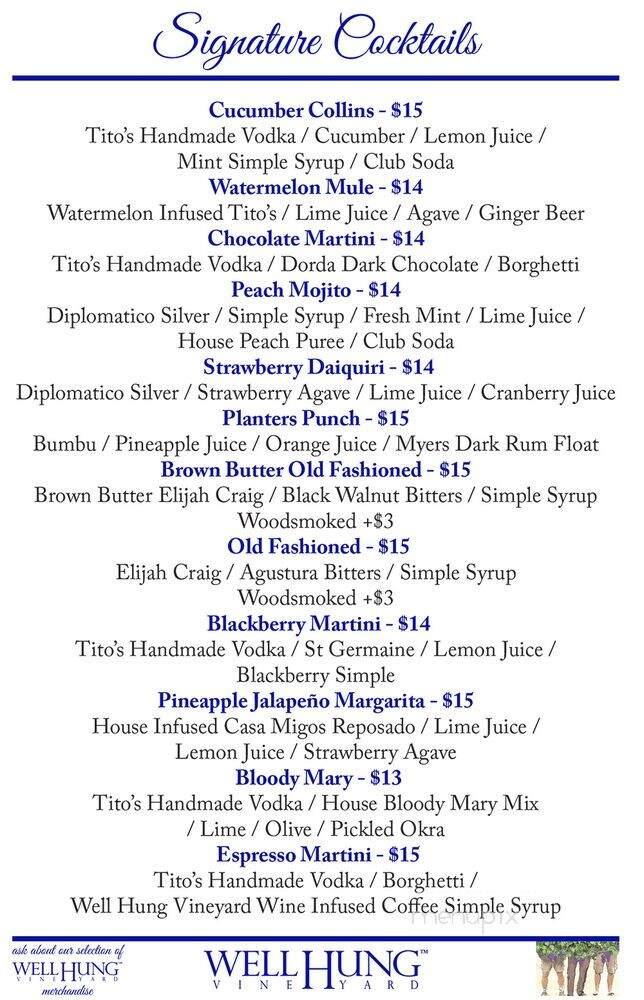 Well Hung Vineyard - Charleston, SC menu_pic